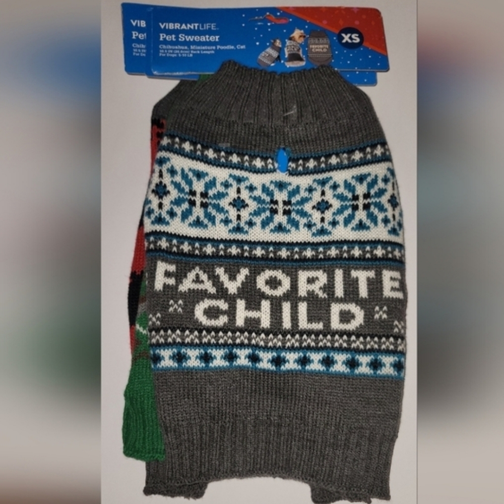 Gray Blue White Pet Dog Cat Sweater Outfit Favorite Child Snowflakes XS